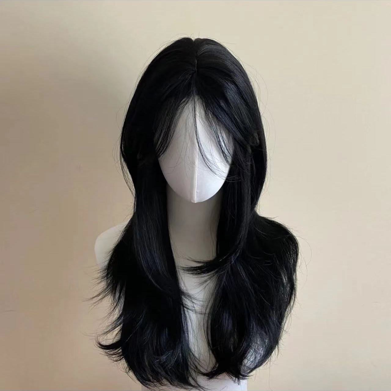 Wig Fiber Net - Peluca negra Ashely, diadema femenina, cuerpo