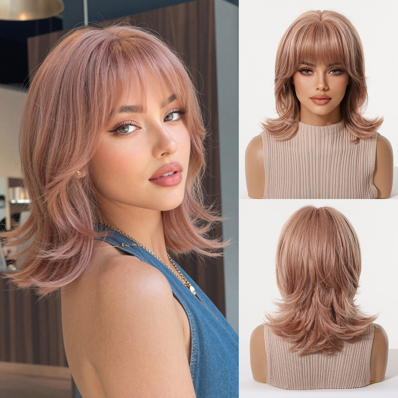 Wig Fiber Net - Peluca de mujer con flequillo, rizos
